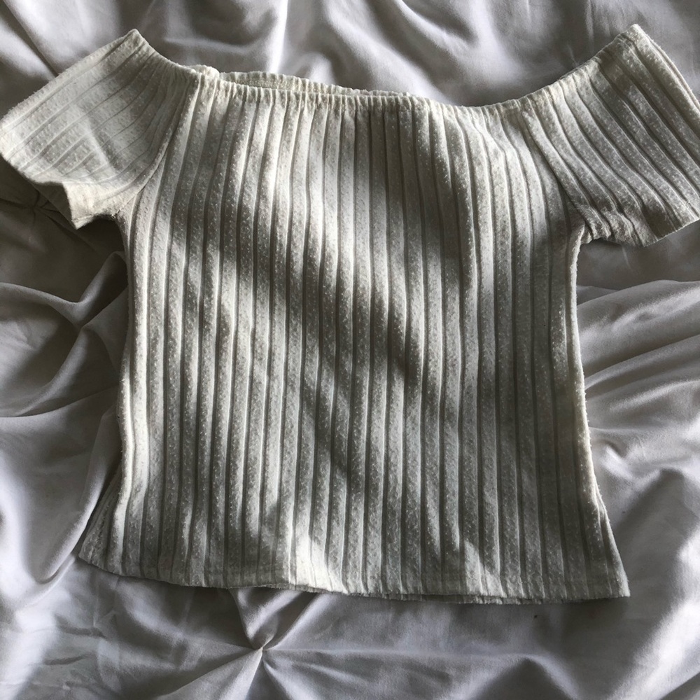 Ribbed Brandy Off the Shoulder Top